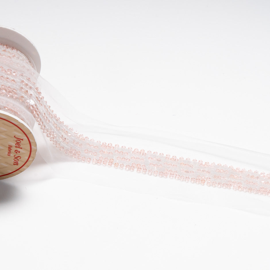 Baby Pink Beaded Tulle Trim