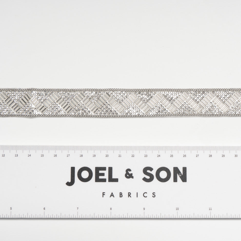 Silver Bugle Bead & Diamanté Trim