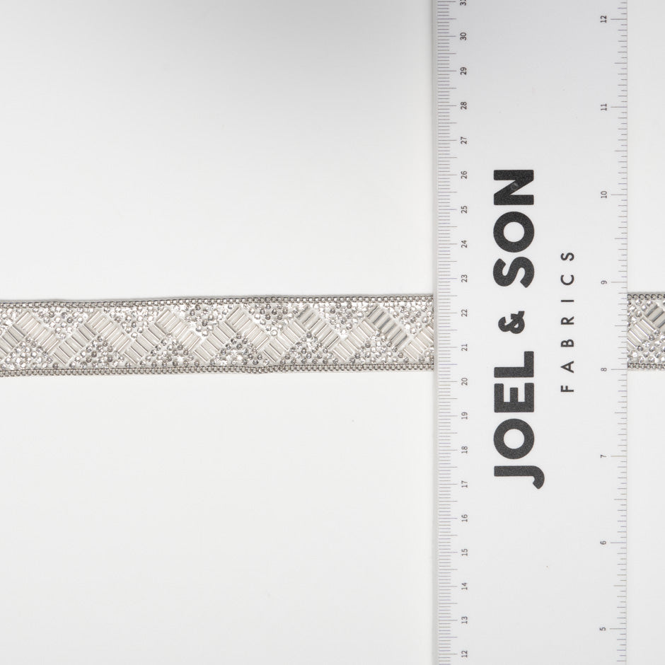 Silver Bugle Bead & Diamanté Trim