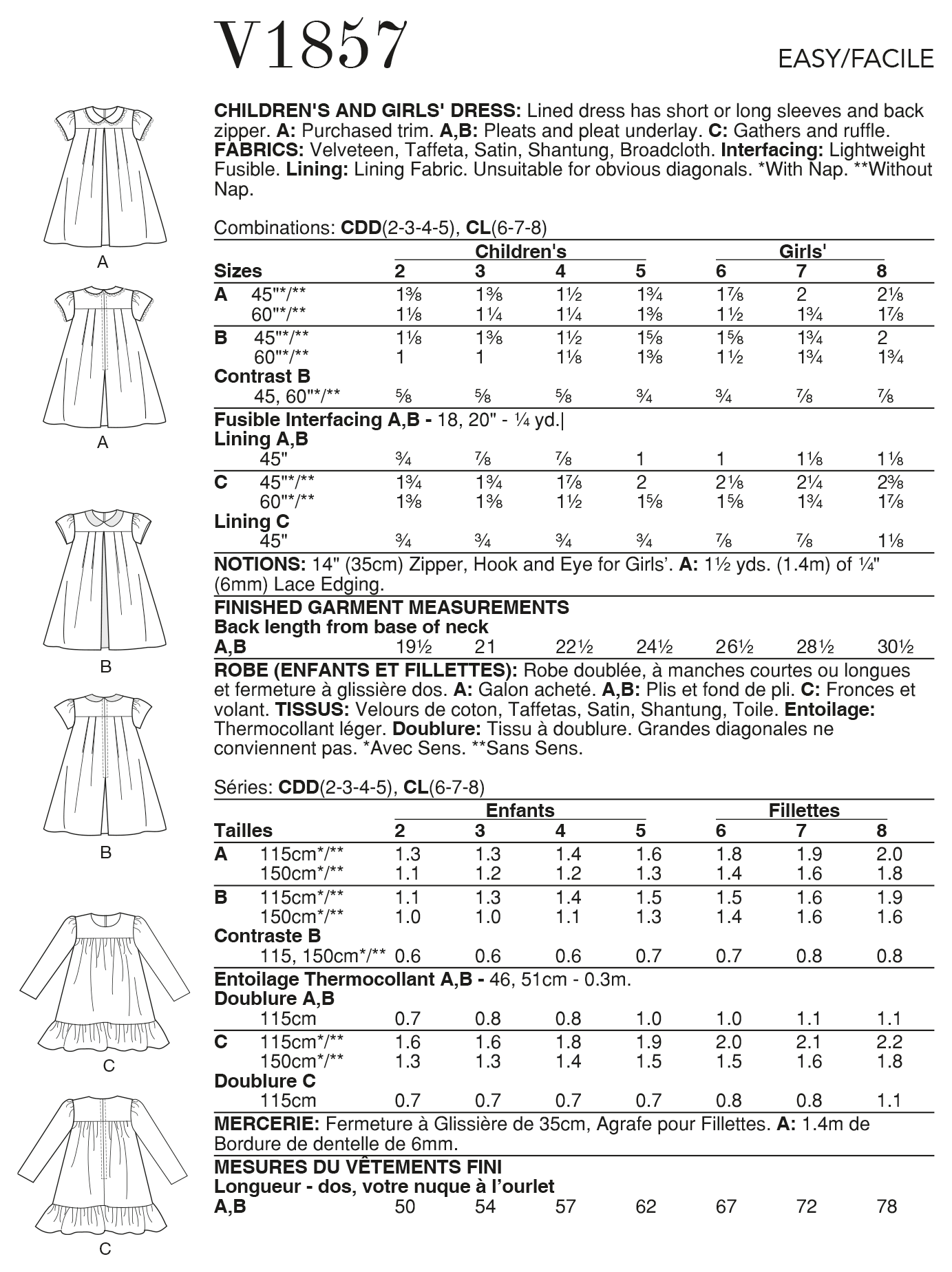 GIRLS' DRESS - V1857