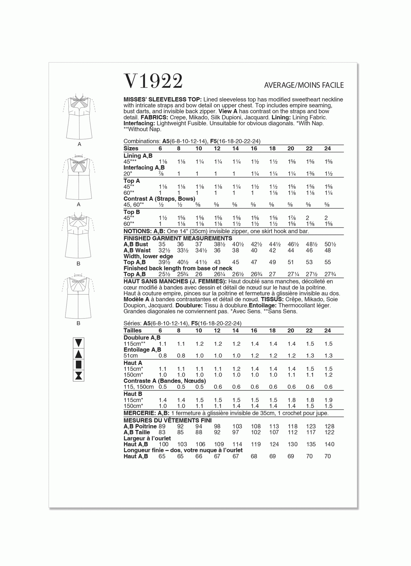 SLEEVELESS TOP - V1922