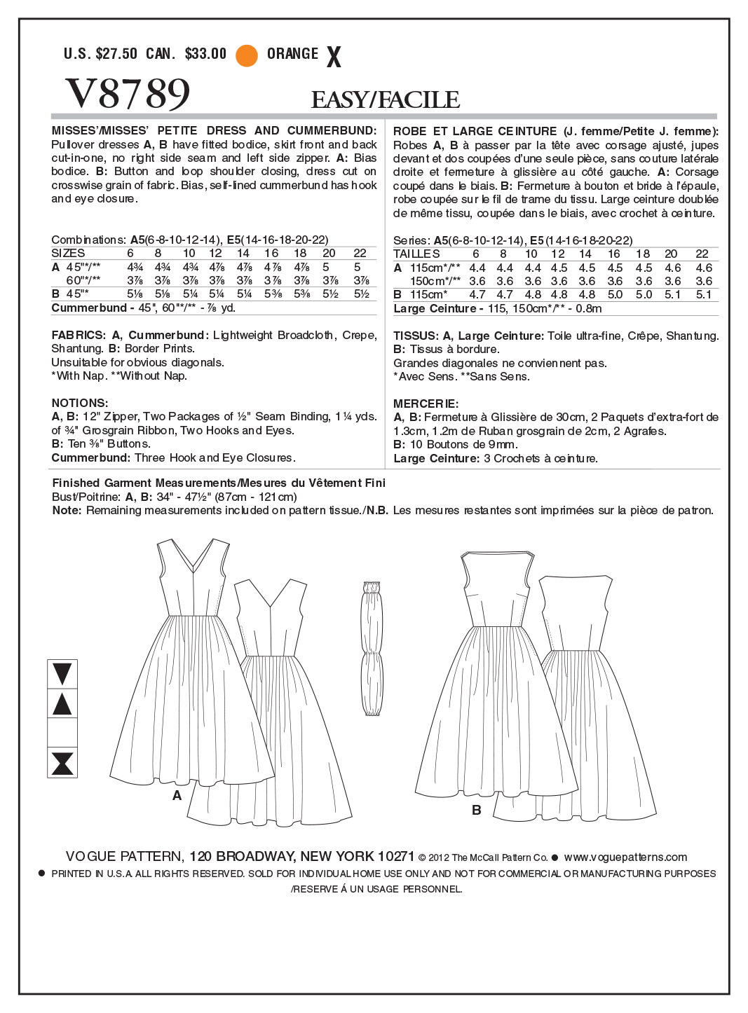 DRESS - V8789
