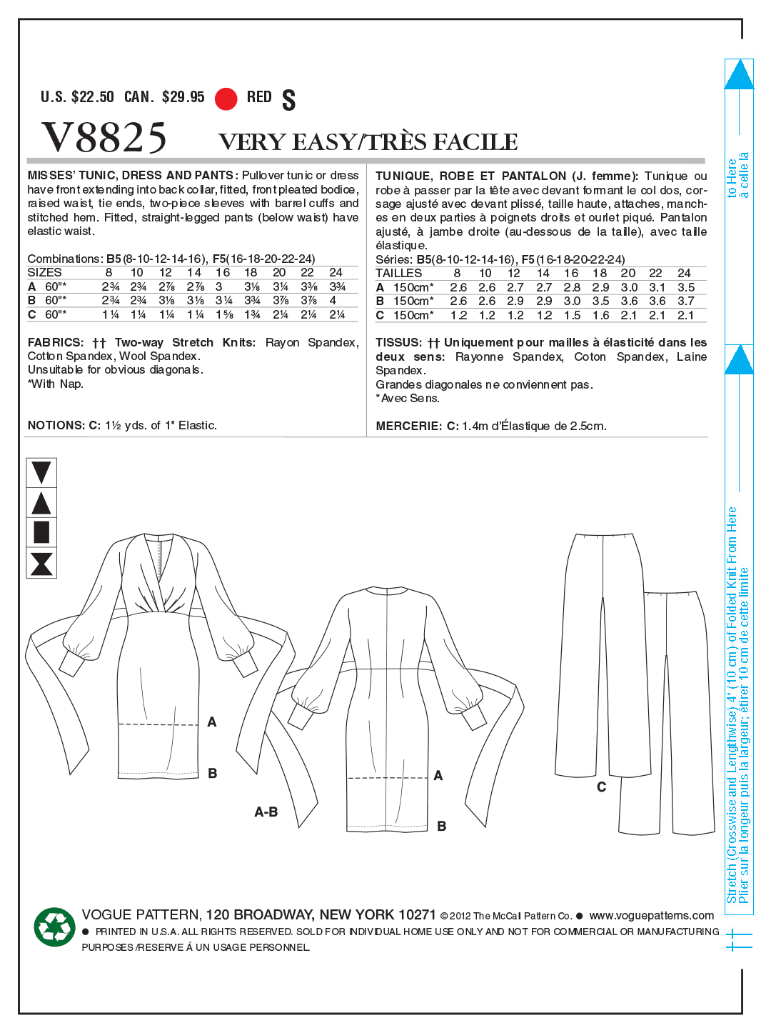 TUNIC/DRESS/TROUSERS - V8825