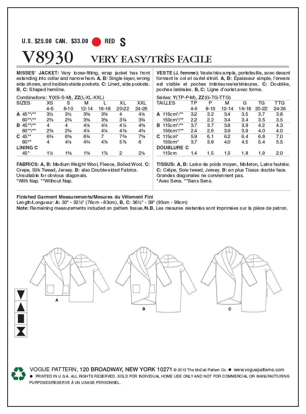 WRAP JACKET - V8930