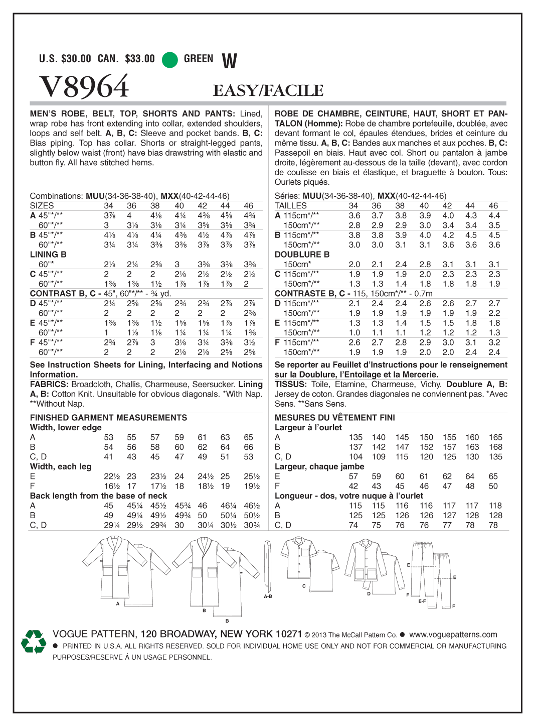 PYJAMA & ROBE SET - V8964