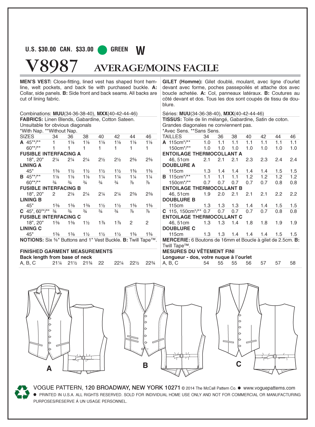 WAISTCOAT - V8987