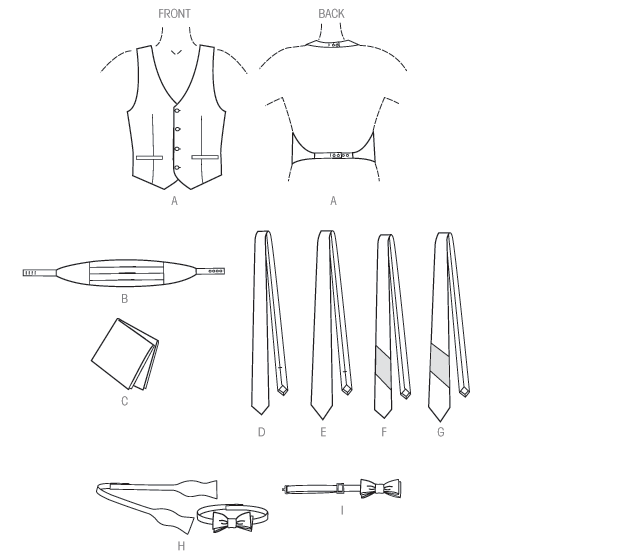 WAISTCOAT/BOW/TIE/BAND - V9073