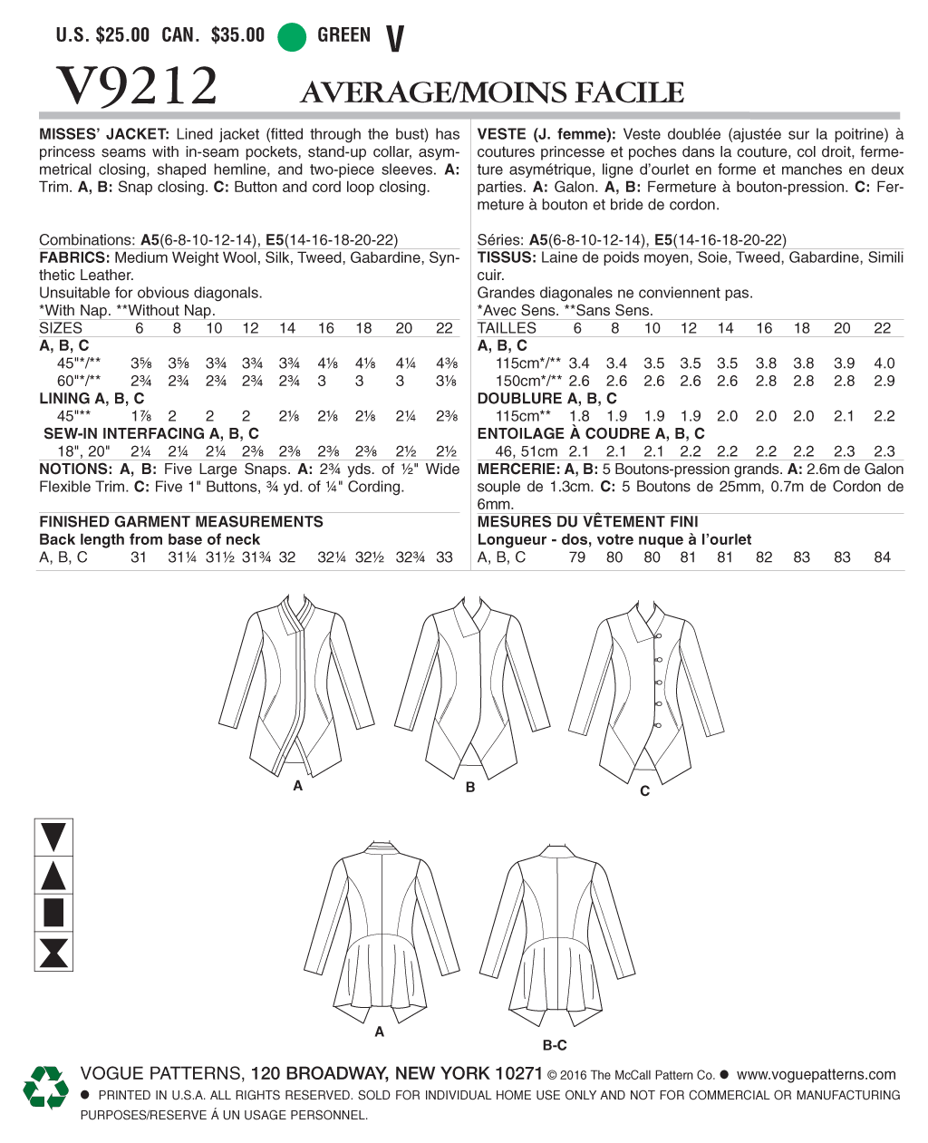 JACKET - V9212