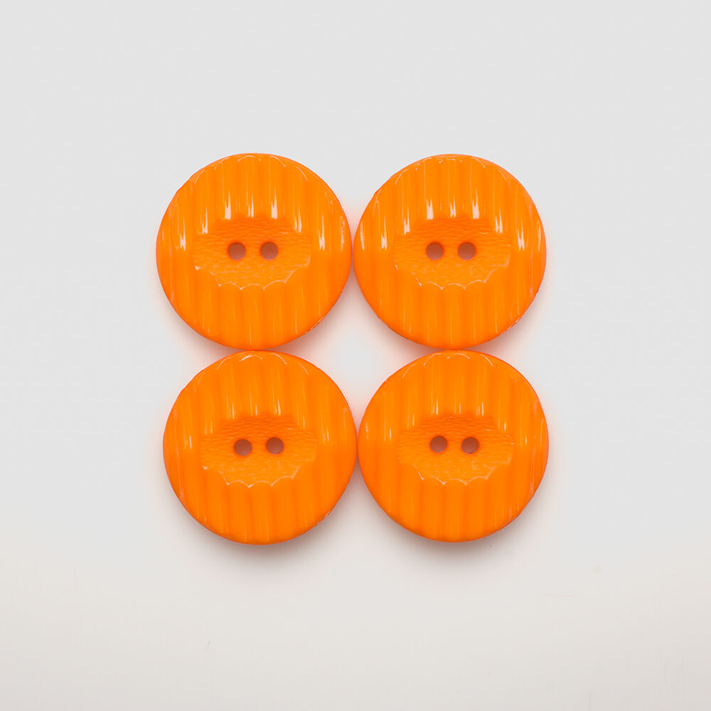 Orange Ridged Button - Large
