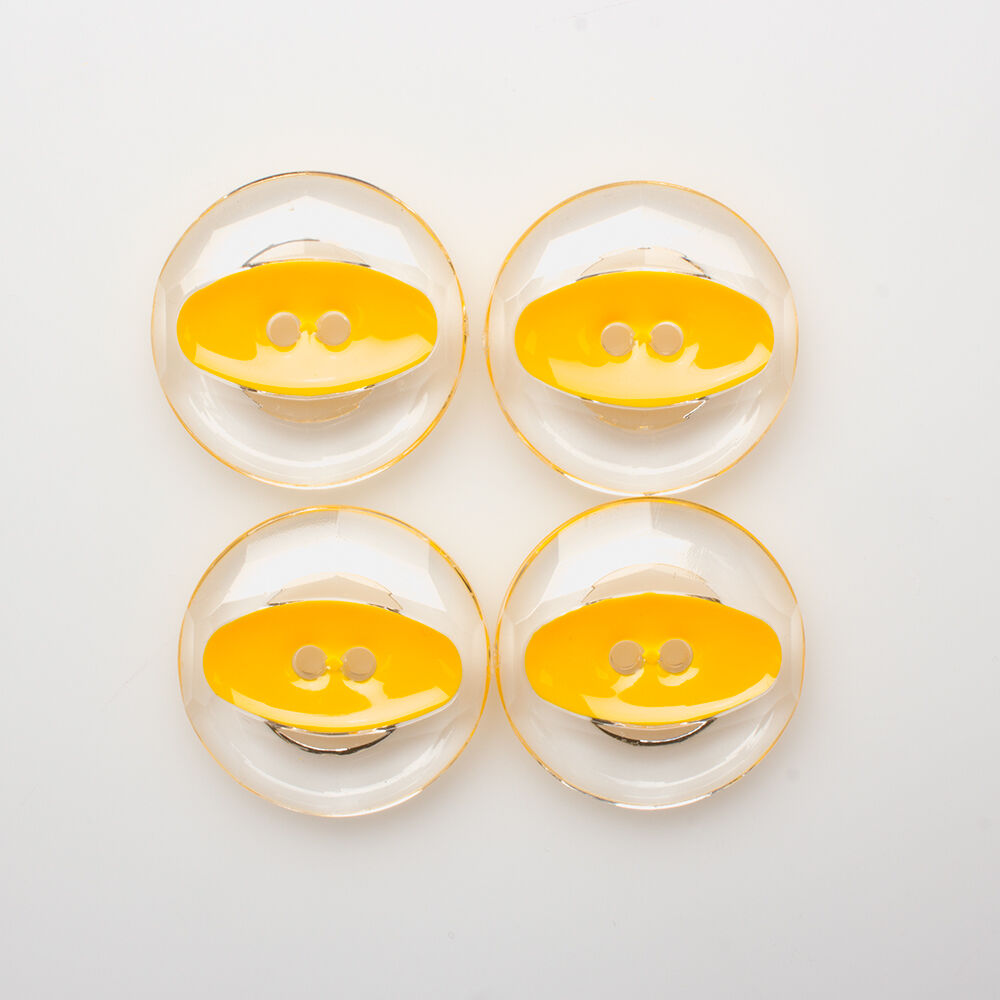 Medium Clear Plastic Yellow Eye Button