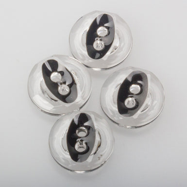 Small Clear Plastic Black Eyelet Button