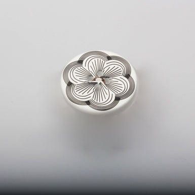 Large Floral Design White Button