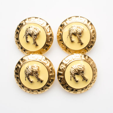 Small Yellow Enamelled Tiger Button