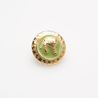 Small Gold 'Tiger' Green Enamel Button