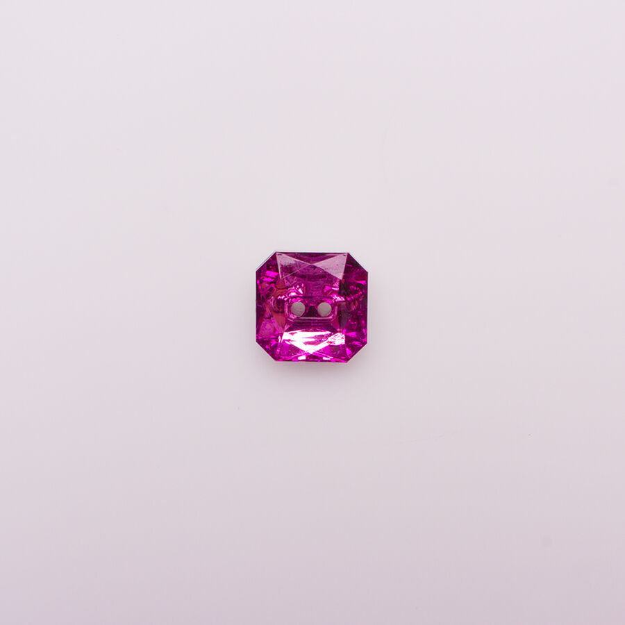 Small Clear Fuchsia Pink Square Button