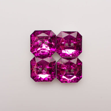 Large Clear Fuchsia Pink Square Button