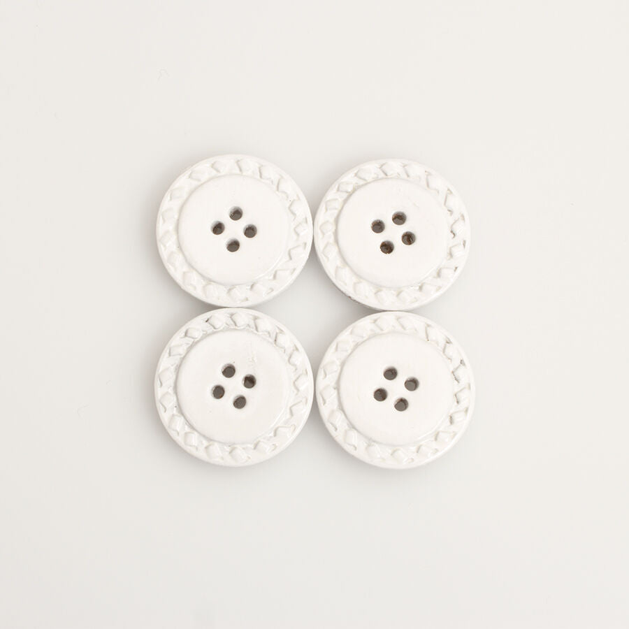 White 'Stitch' Button - Medium