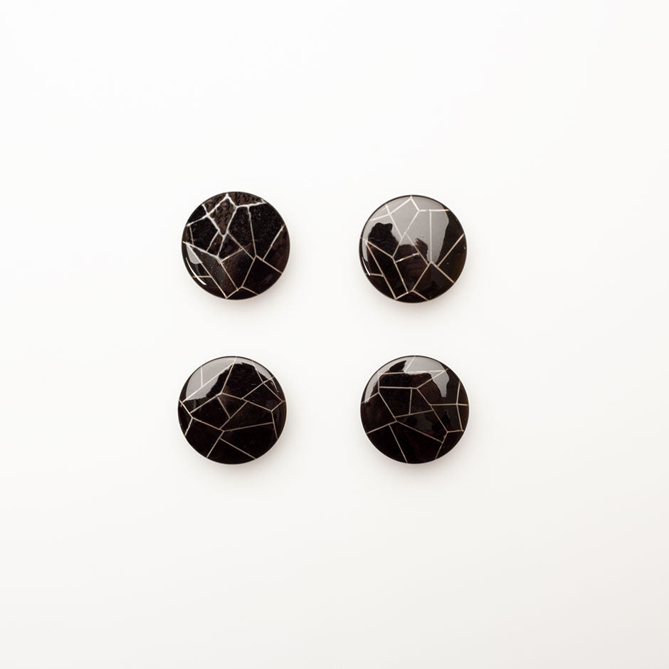 Black 'Shattered' Effect Button - Large