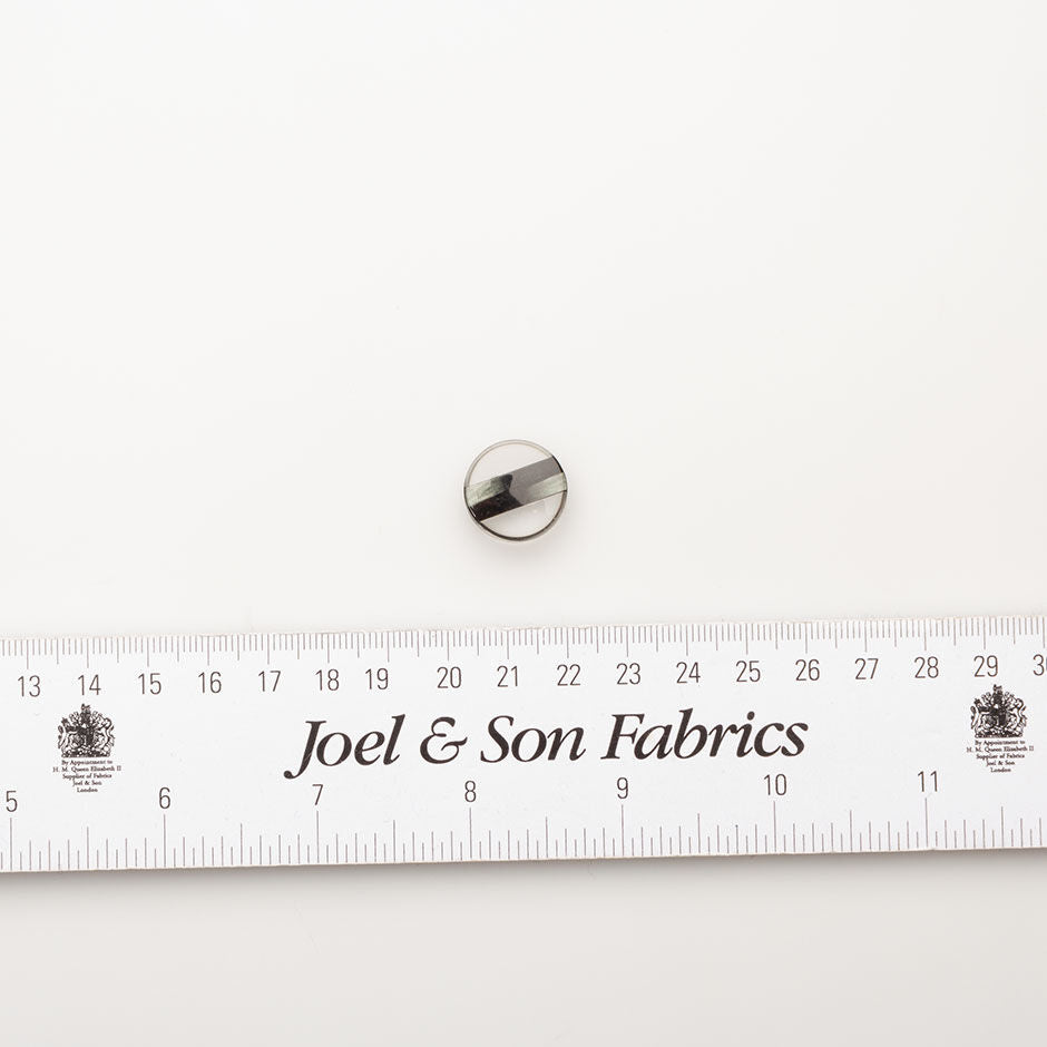 Grey & Black Striped Clear Button - Small