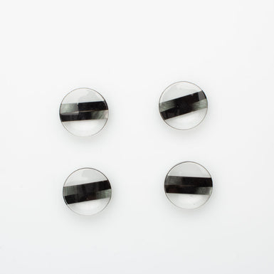 Grey & Black Striped Clear Button - Large