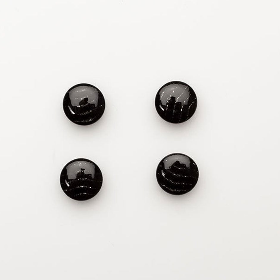 Glittery 'Wave' Black Button - Small