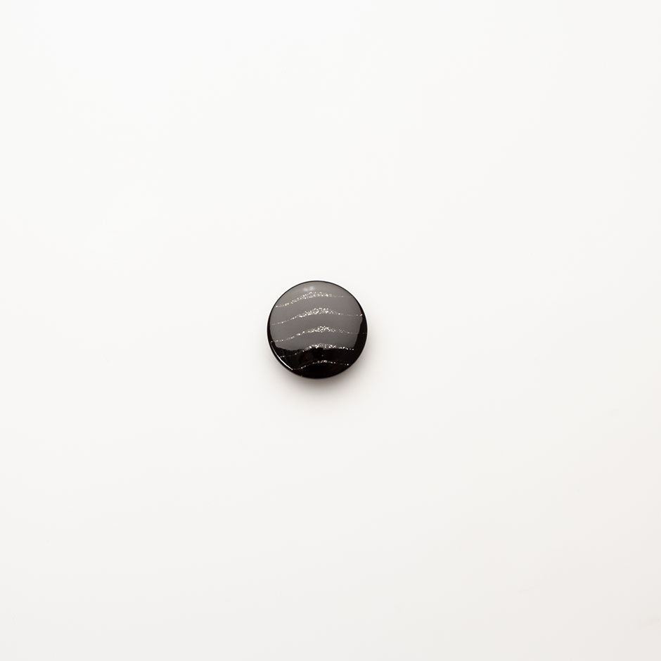 Glittery 'Wave' Black Button - Small