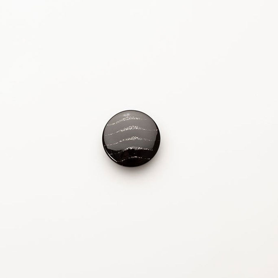 Glittery 'Wave' Black Button - Large