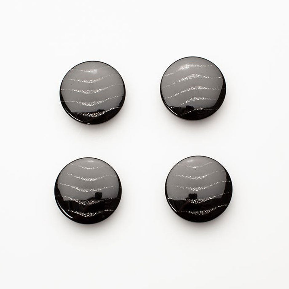 Glittery 'Wave' Black Button - Large