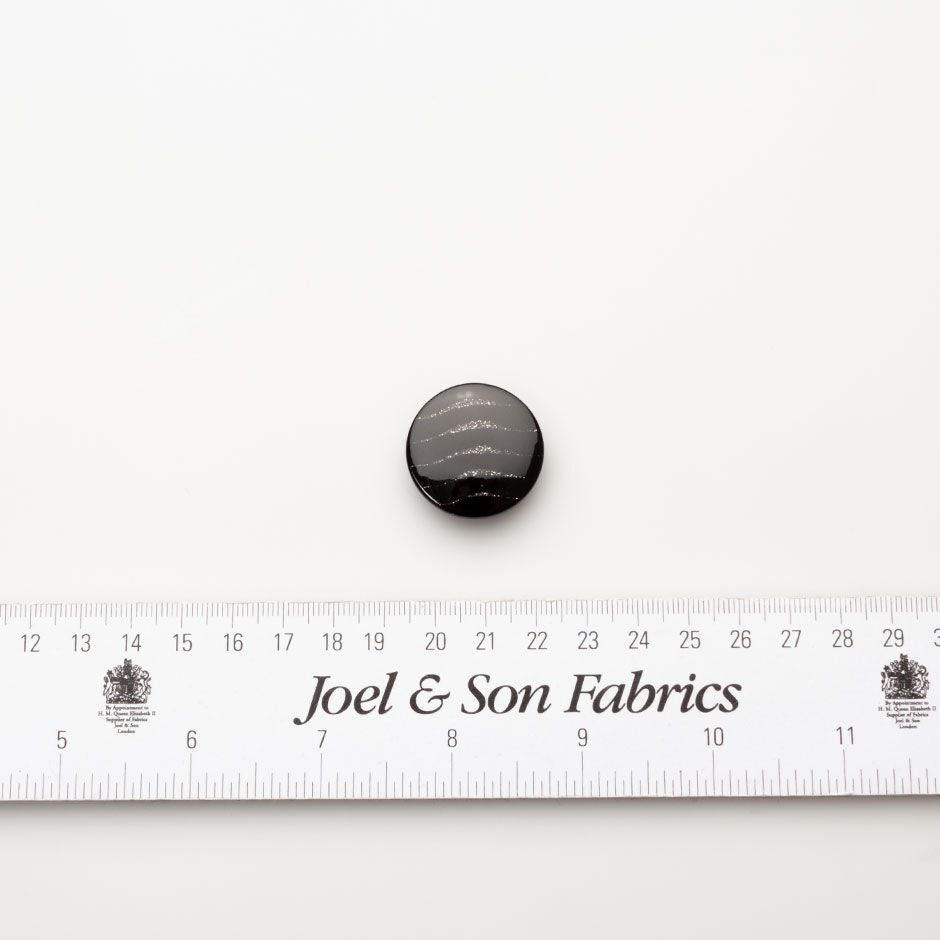 Glittery 'Wave' Black Button - Large