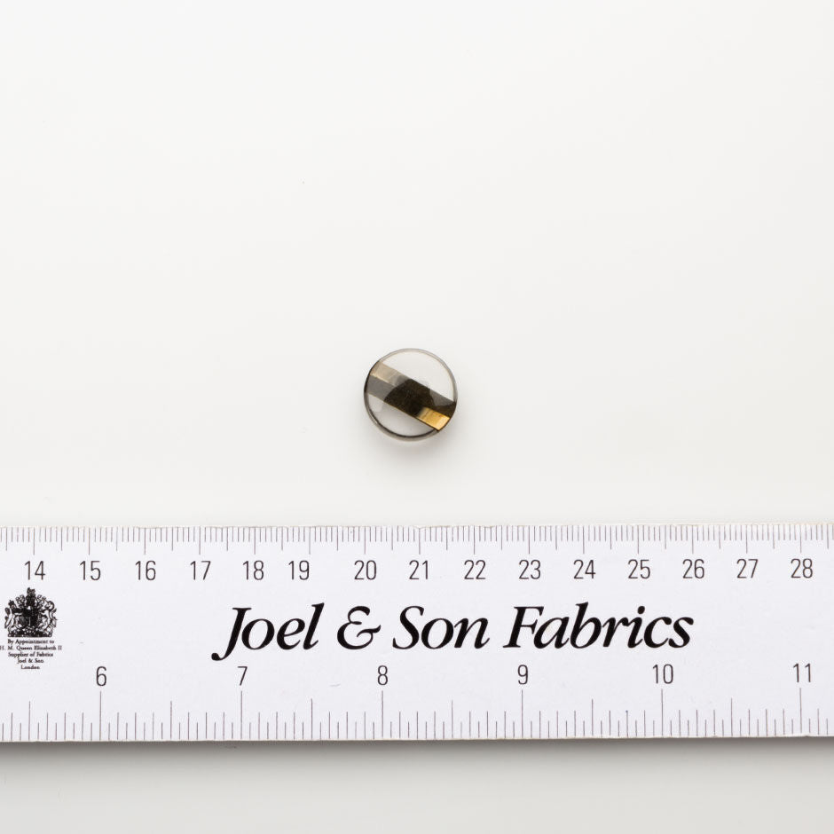 Two-Tone Brown Striped Clear Button - Small