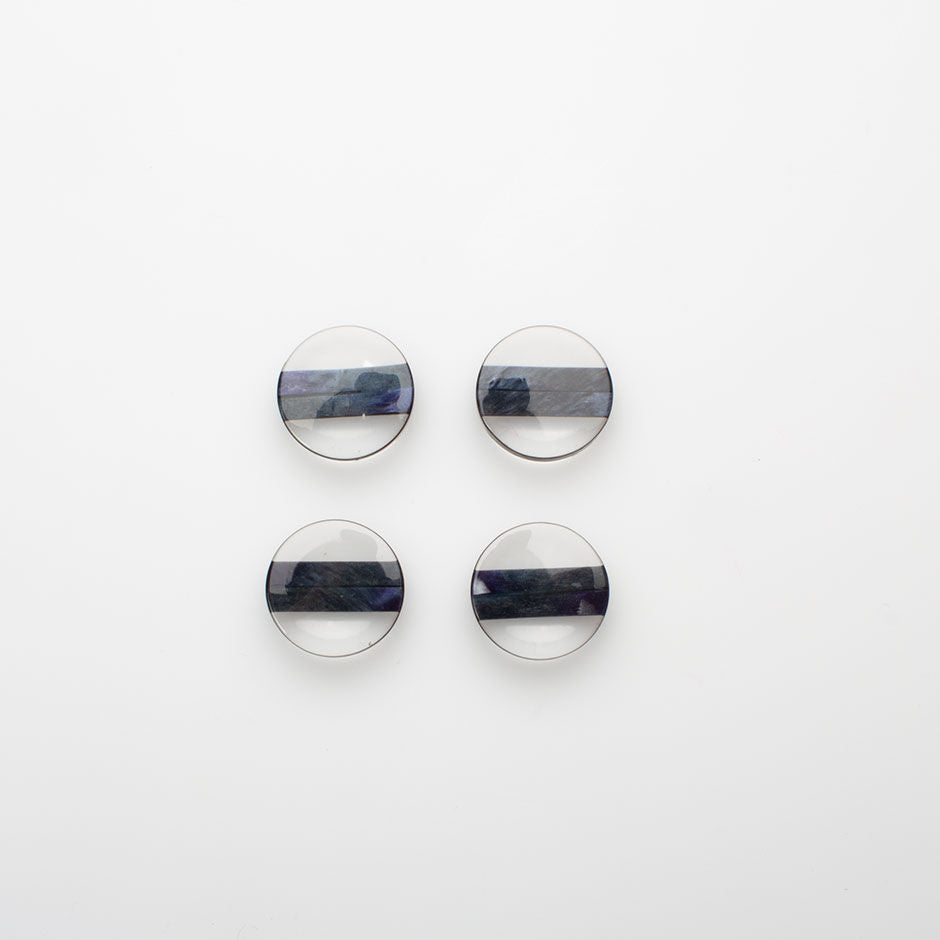 Blue Striped Clear Button - Large