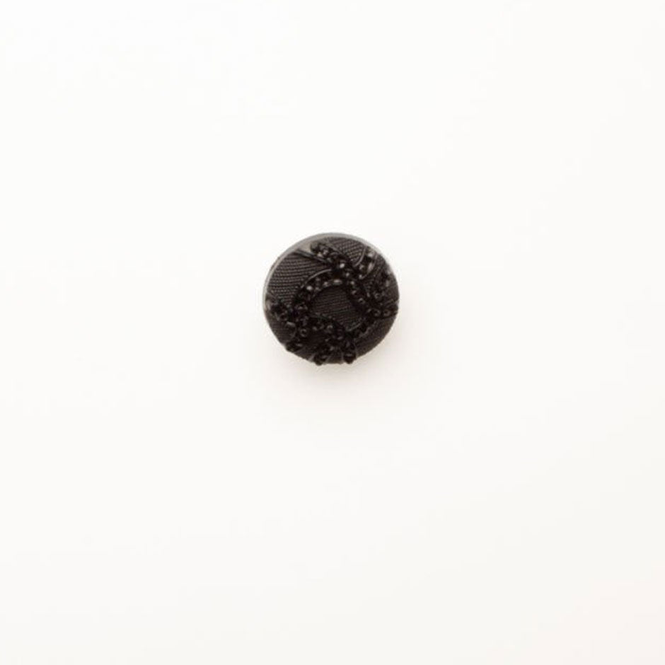 Black 'Sparkly Swirl' Button - Small