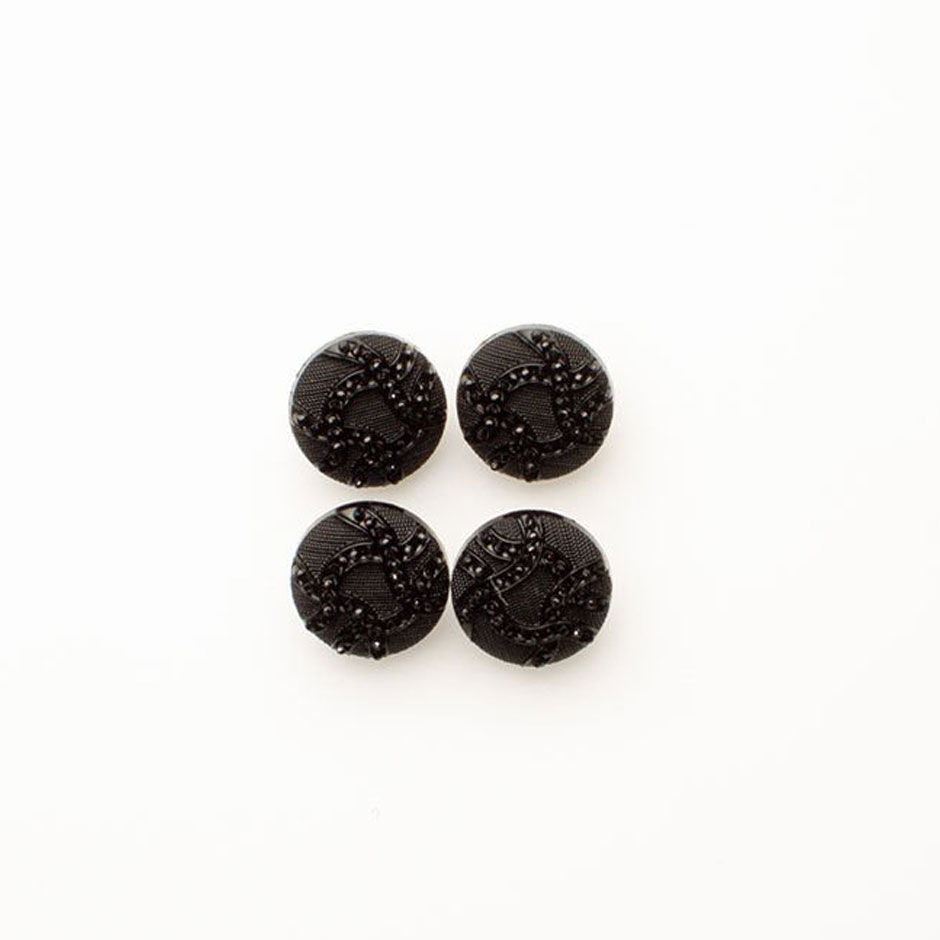 Black 'Sparkly Swirl' Button - Small
