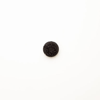Black 'Sparkly Swirl' Button - Medium