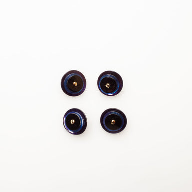 Black & Blue Layered Round Button - Small