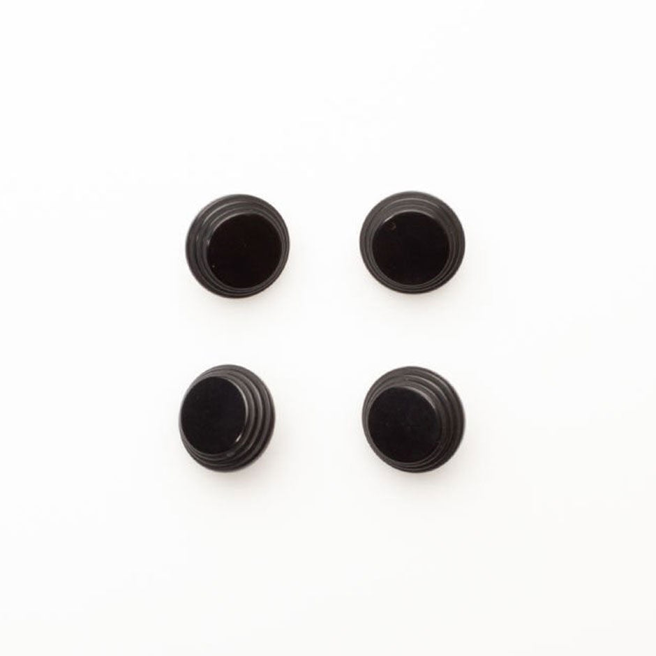 Black Round Ridged Button - Small