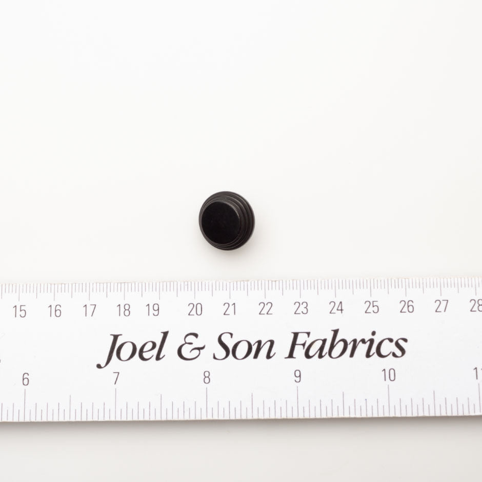 Black Round Ridged Button - Small