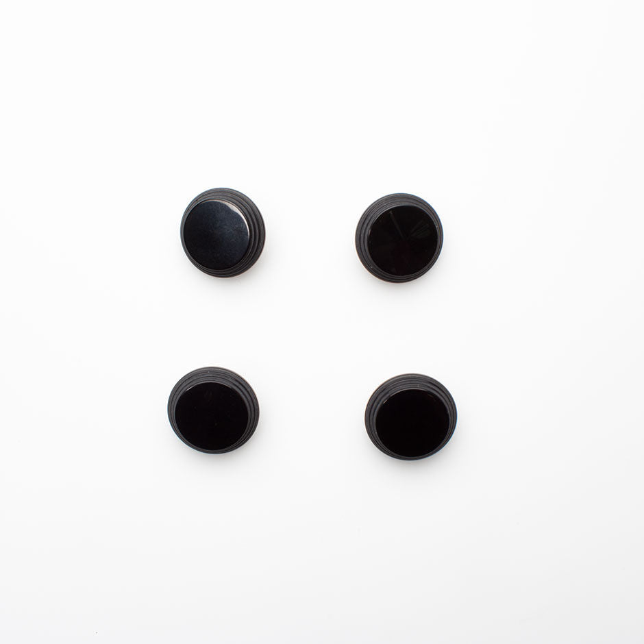 Black Round Ridged Button - Large