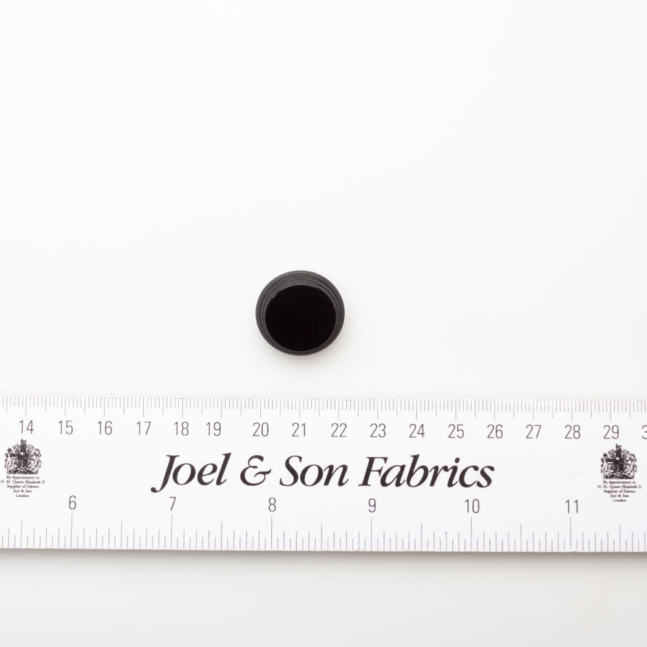 Black Round Ridged Button - Large