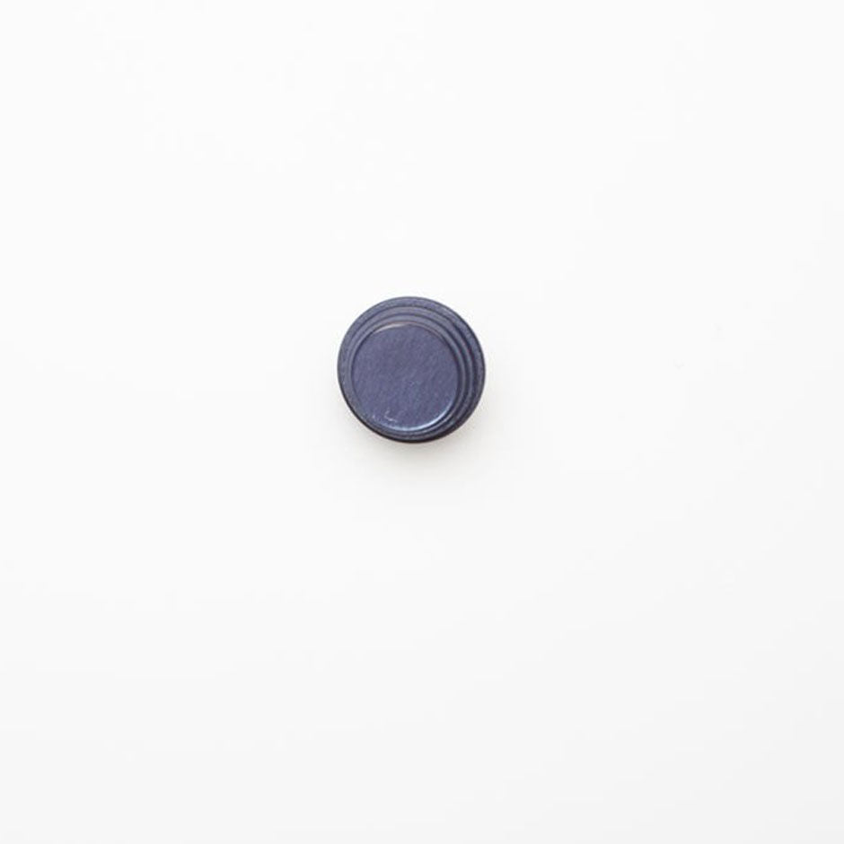 Blue Round Ridged Button - Small | Pearlised Button