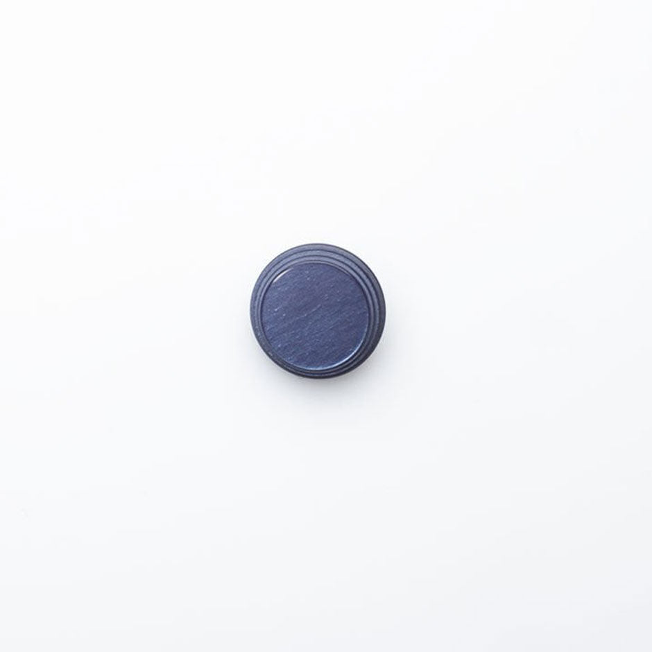 Pearlised Blue Round Ridged Button - Large