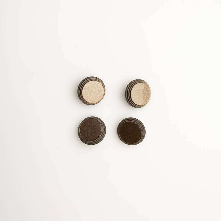 Taupe Round Ridged Button - Large