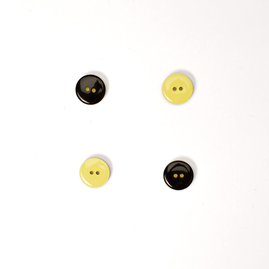 Yellow & Black Reversible Round Button