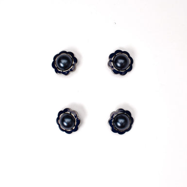 Slate Blue Pearl Floral Shaped Button