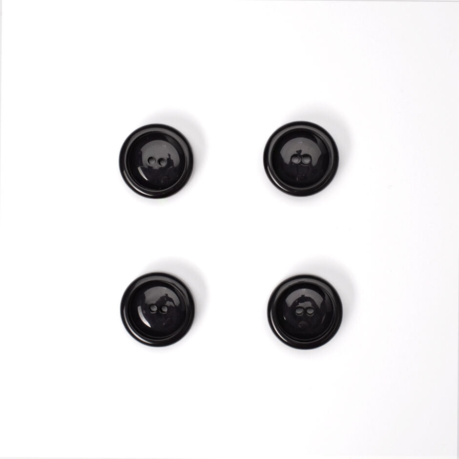 Deep Black Round Cardigan Button