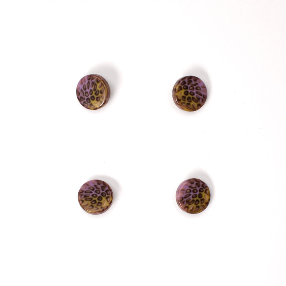 Purple & Brown Animal Round Resin Button
