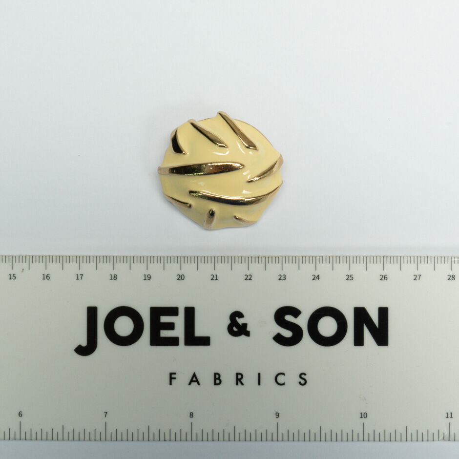Large Gold Round Yellow Enamel 'Tiger' Button