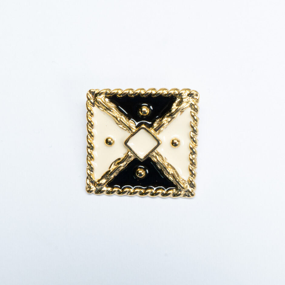 Large Black/White Square Button | Gold Buttons