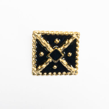Large Black & Gold Patterned Square Button