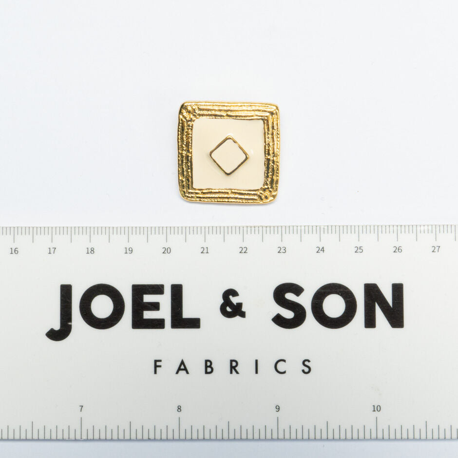 Square Ivory Centred Gold Toned Button